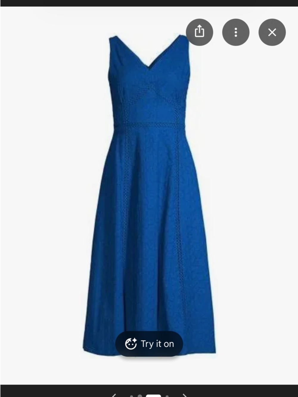Calvin Klein Royal Blue Sleeveless V-Neck Midi Dress